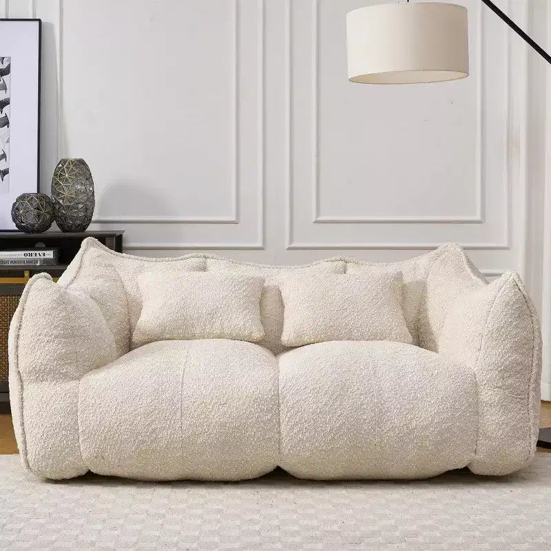 TUYOHW 73 Inch Extra Long Bean Bag Sofa,2-Person Chenille Lounger with High-Resilience Foam Core,Chenille Floor Sofa for Living Room