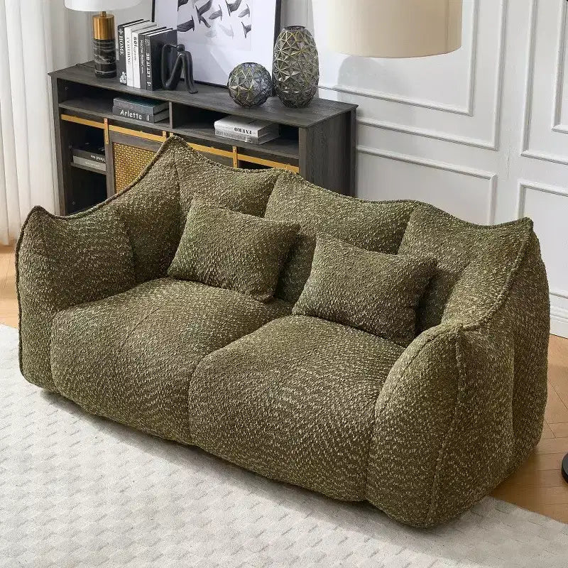 TUYOHW 73 Inch Extra Long Bean Bag Sofa,2-Person Chenille Lounger with High-Resilience Foam Core,Chenille Floor Sofa for Living Room