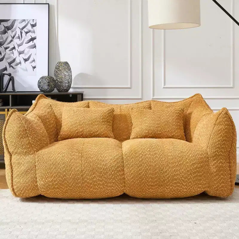 TUYOHW 73 Inch Extra Long Bean Bag Sofa,2-Person Chenille Lounger with High-Resilience Foam Core,Chenille Floor Sofa for Living Room