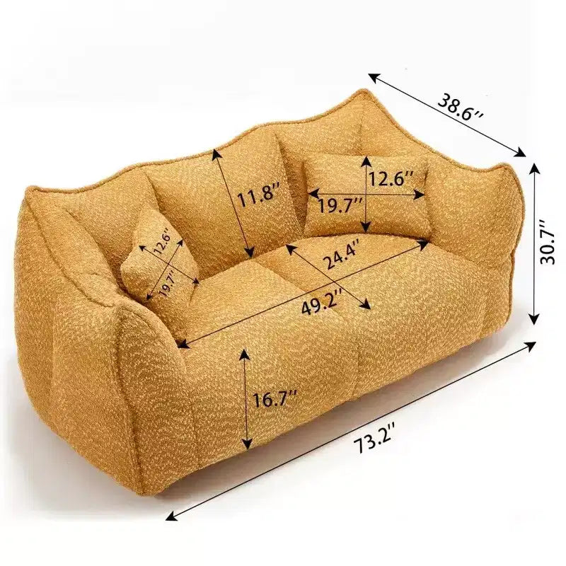 TUYOHW 73 Inch Extra Long Bean Bag Sofa,2-Person Chenille Lounger with High-Resilience Foam Core,Chenille Floor Sofa for Living Room
