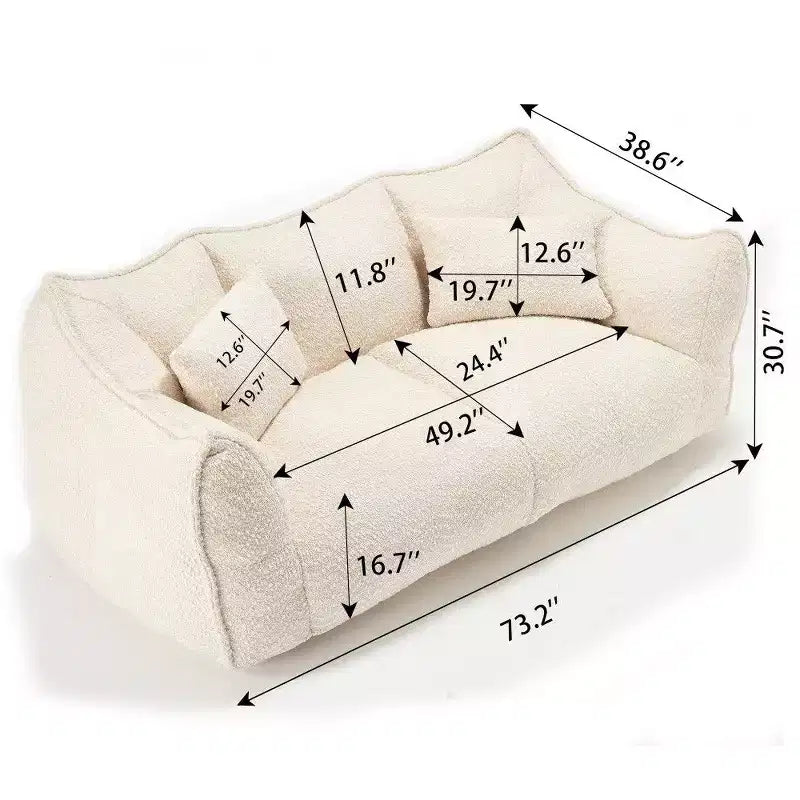 TUYOHW 73 Inch Extra Long Bean Bag Sofa,2-Person Chenille Lounger with High-Resilience Foam Core,Chenille Floor Sofa for Living Room