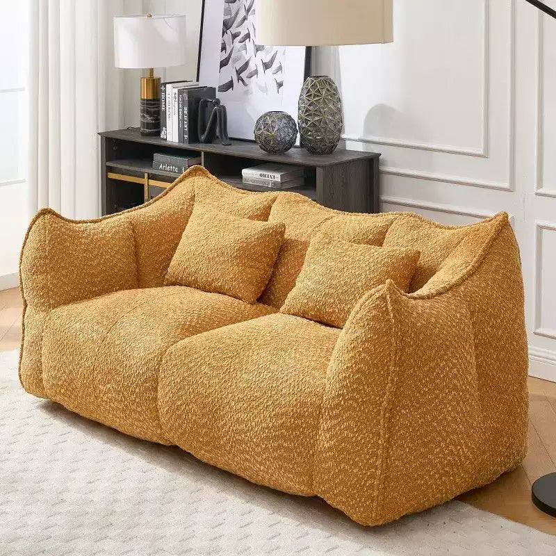 TUYOHW 73 Inch Extra Long Bean Bag Sofa,2-Person Chenille Lounger with High-Resilience Foam Core,Chenille Floor Sofa for Living Room