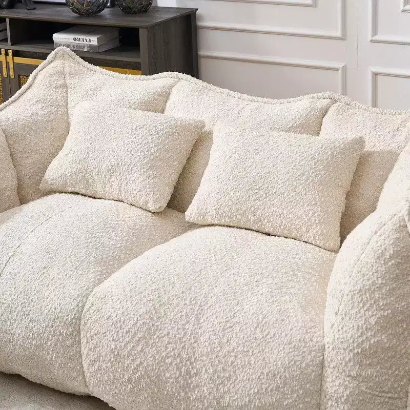 TUYOHW 73 Inch Extra Long Bean Bag Sofa,2-Person Chenille Lounger with High-Resilience Foam Core,Chenille Floor Sofa for Living Room