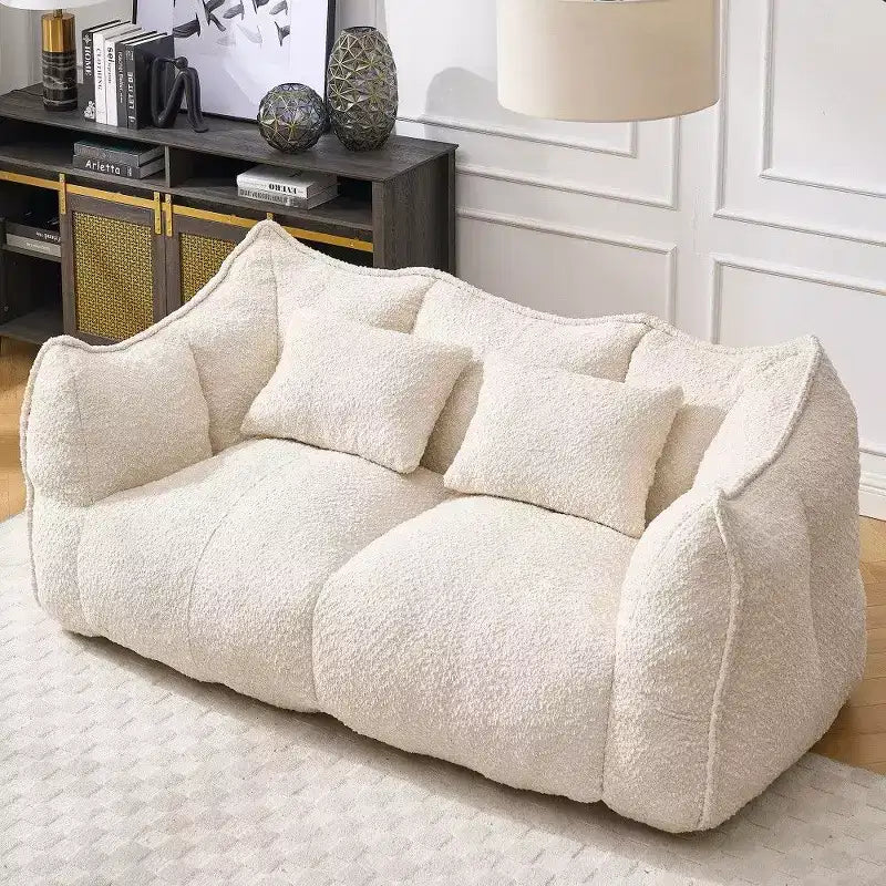 TUYOHW 73 Inch Extra Long Bean Bag Sofa,2-Person Chenille Lounger with High-Resilience Foam Core,Chenille Floor Sofa for Living Room