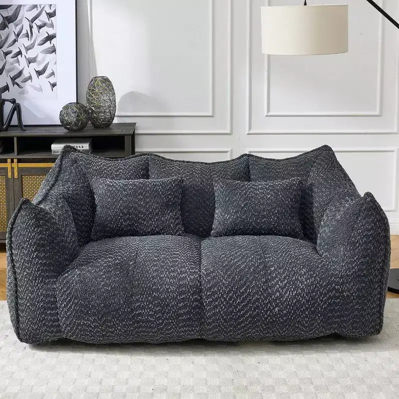 TUYOHW 73 Inch Extra Long Bean Bag Sofa,2-Person Chenille Lounger with High-Resilience Foam Core,Chenille Floor Sofa for Living Room