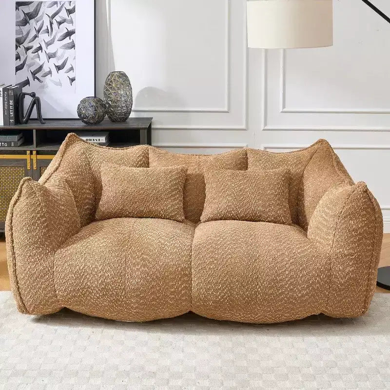 TUYOHW 73 Inch Extra Long Bean Bag Sofa,2-Person Chenille Lounger with High-Resilience Foam Core,Chenille Floor Sofa for Living Room