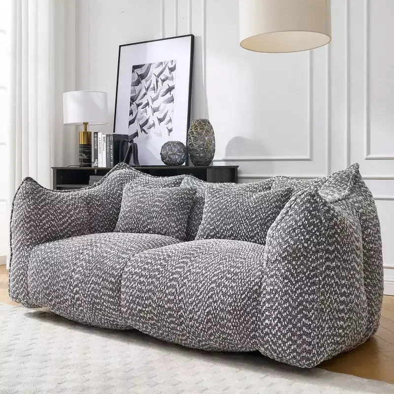 TUYOHW 73 Inch Extra Long Bean Bag Sofa,2-Person Chenille Lounger with High-Resilience Foam Core,Chenille Floor Sofa for Living Room