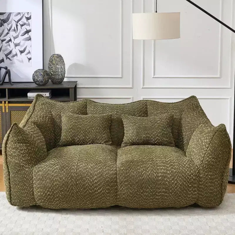TUYOHW 73 Inch Extra Long Bean Bag Sofa,2-Person Chenille Lounger with High-Resilience Foam Core,Chenille Floor Sofa for Living Room