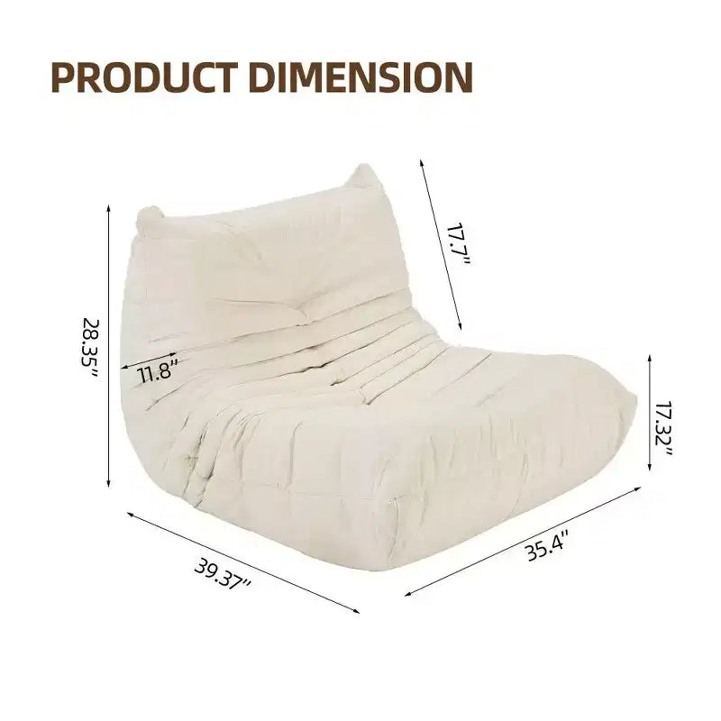 TUYOHW No Assembly Bean Bag Chair,Waterproof & Stain-Resistant Fabric Lounger,High-Density Memory Foam,Art Deco Style,Off-White
