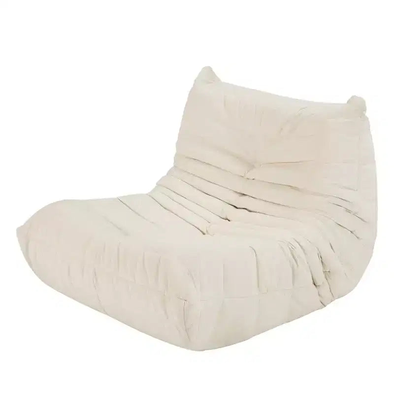 TUYOHW No Assembly Bean Bag Chair,Waterproof & Stain-Resistant Fabric Lounger,High-Density Memory Foam,Art Deco Style,Off-White