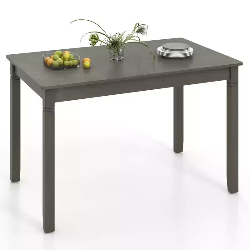 Costway 48 Wooden Dining Table for 4 People w/ Rubber Wood Legs Rectangular Table