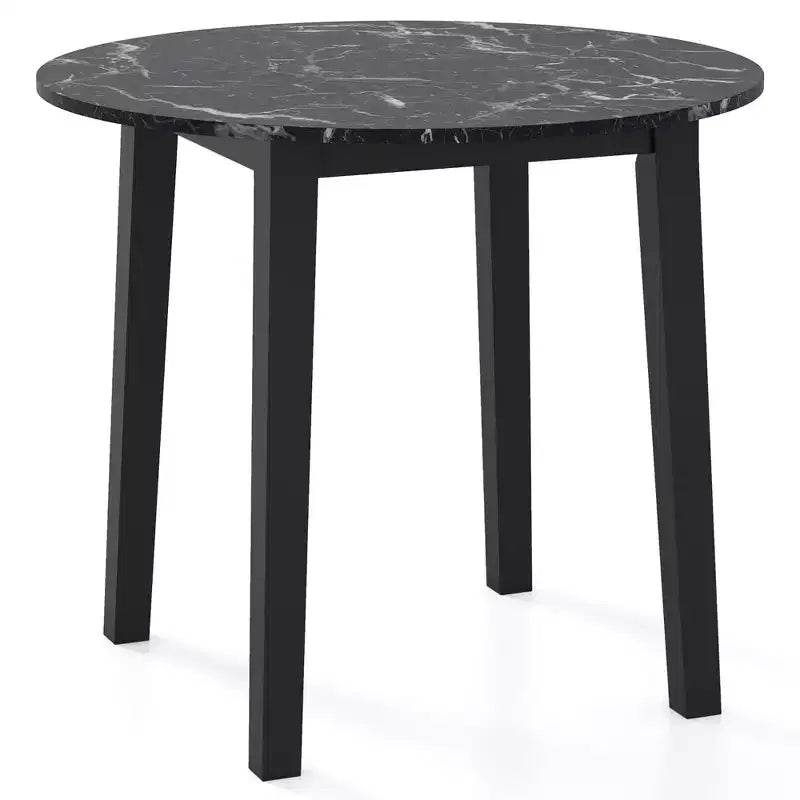 Costway 35 Kitchen Table Round Dining Table w/ Marble-textured Veneer Tabletop