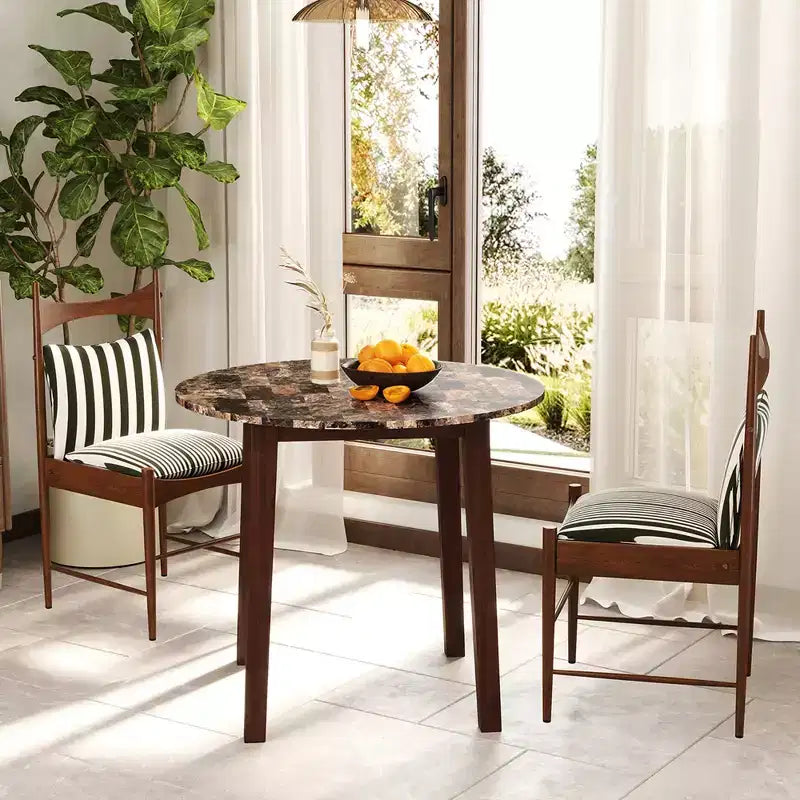 Costway 35 Kitchen Table Round Dining Table w/ Marble-textured Veneer Tabletop