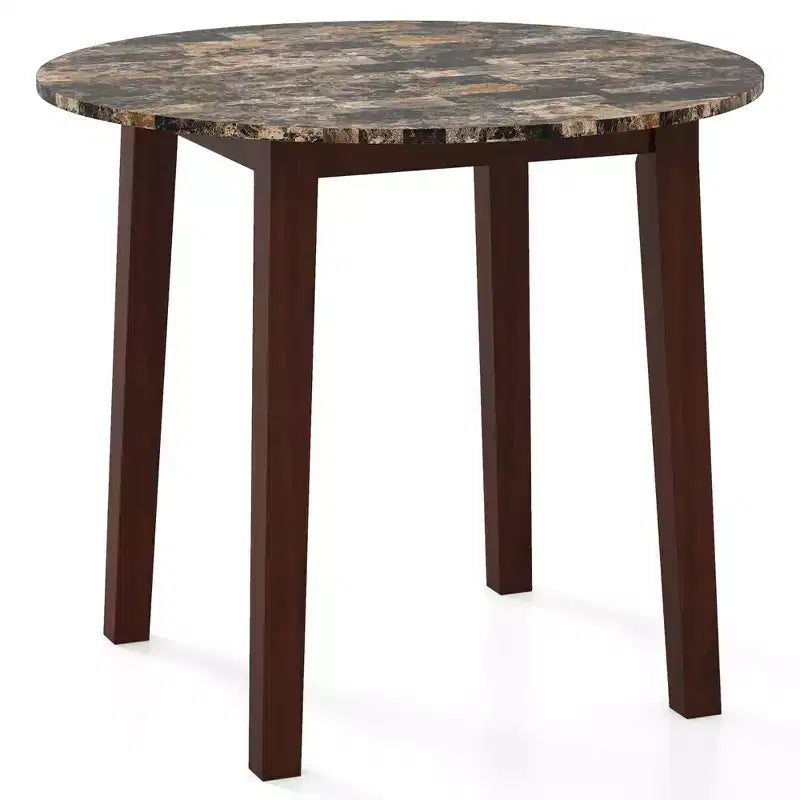 Costway 35 Kitchen Table Round Dining Table w/ Marble-textured Veneer Tabletop