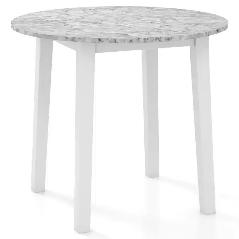 Costway 35 Kitchen Table Round Dining Table w/ Marble-textured Veneer Tabletop
