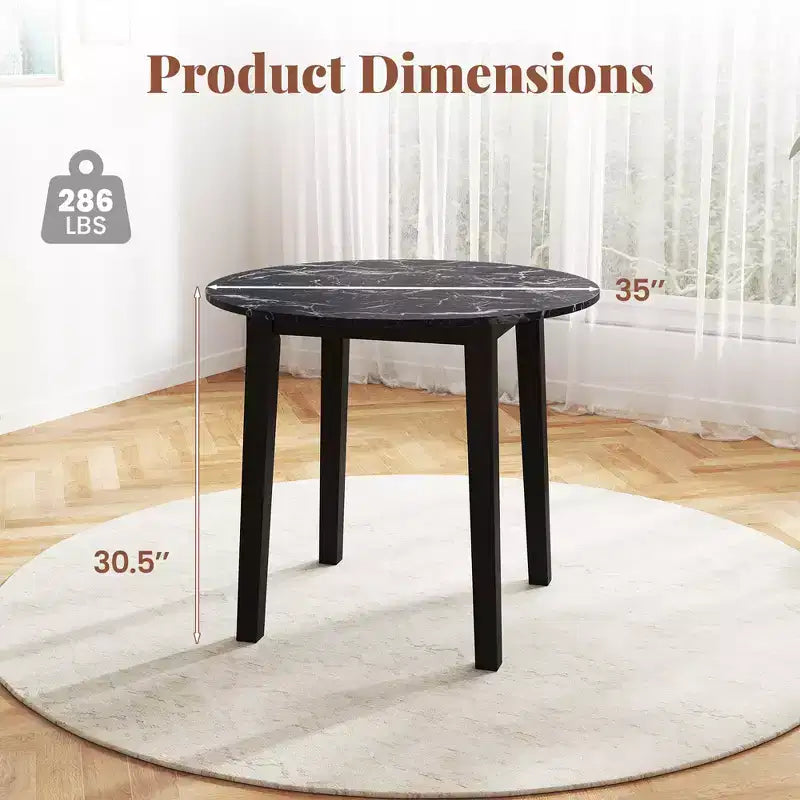 Costway 35 Kitchen Table Round Dining Table w/ Marble-textured Veneer Tabletop