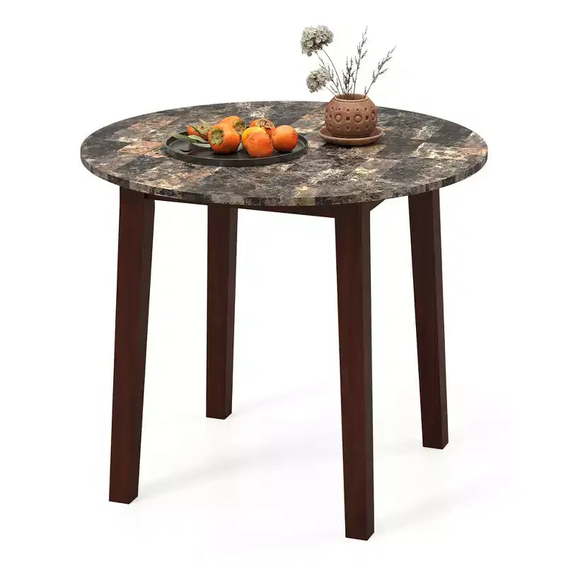 Costway 35 Kitchen Table Round Dining Table w/ Marble-textured Veneer Tabletop