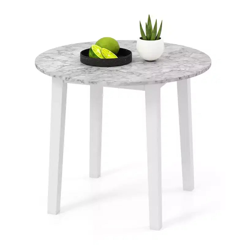 Costway 35 Kitchen Table Round Dining Table w/ Marble-textured Veneer Tabletop