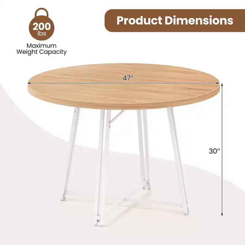 Costway 47 Inch Dining Table w/8 Metal Supporting Legs & Cross Base for Dining Room