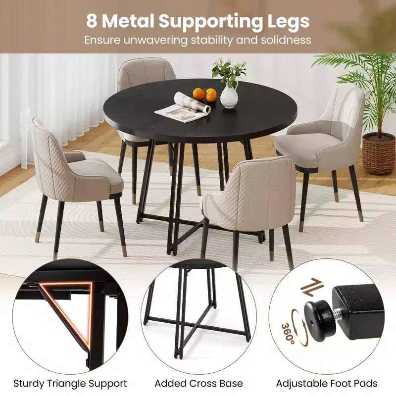Costway 47 Inch Dining Table w/8 Metal Supporting Legs & Cross Base for Dining Room