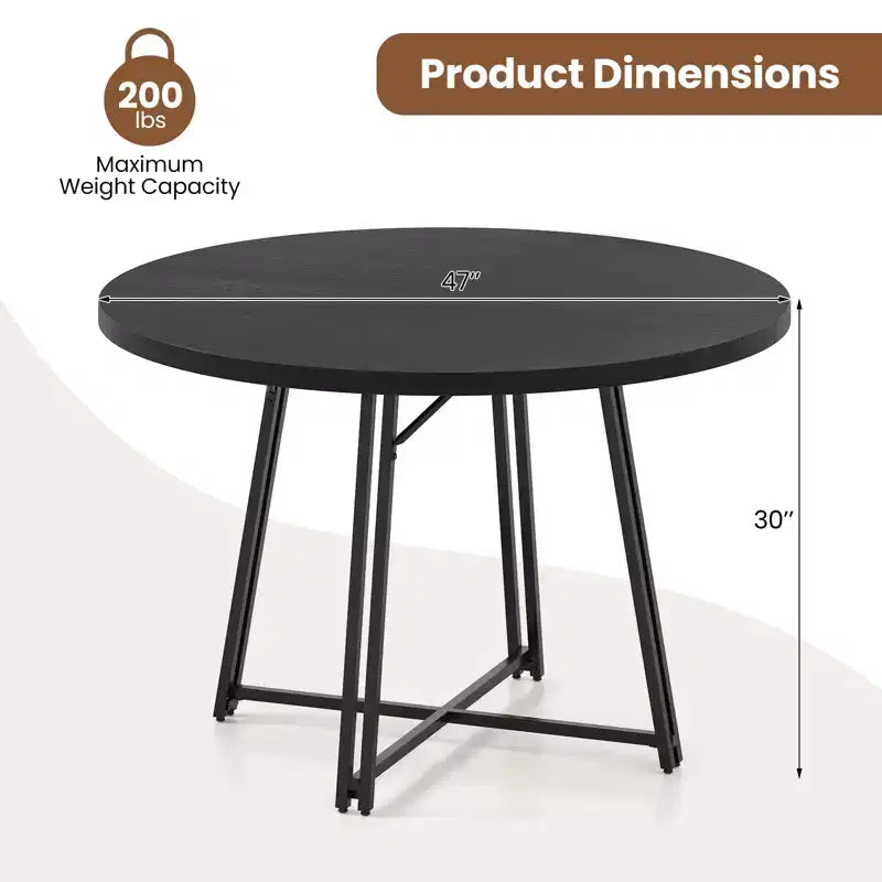 Costway 47 Inch Dining Table w/8 Metal Supporting Legs & Cross Base for Dining Room