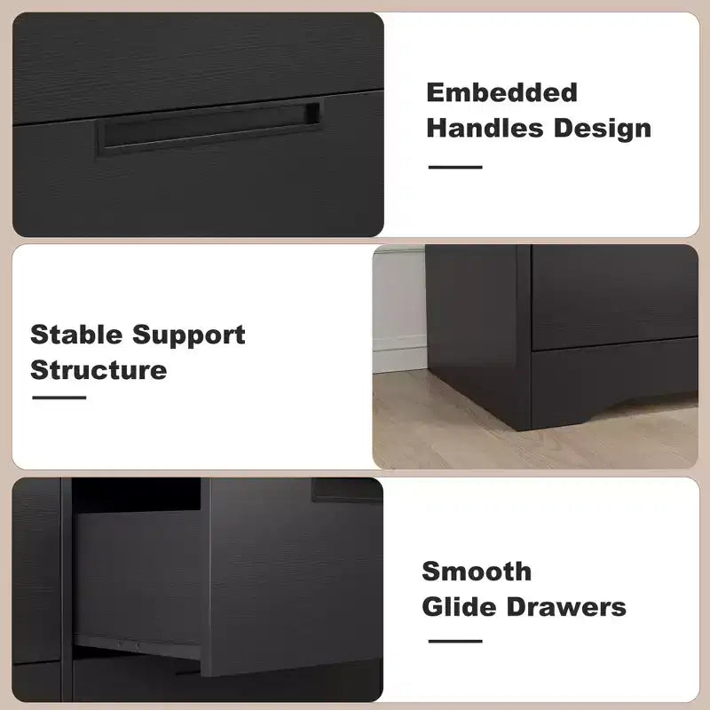 6 Drawer Dresser for Bedroom, Modern 6 Chest of Drawers with Embedded Handles Design, Wooden Dresser Organizer