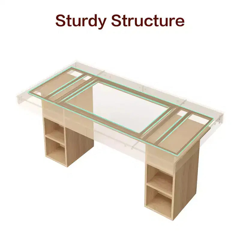 Dining Table for 6-8 with Dual Side Storage, 6 Ft Large Rectangular Dinner Table with Double Pedestal & Large Tabletop, Wooden Kitchen Table