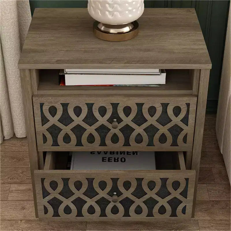 Galano Modern 2-Drawer Nightstands with Open Storage 20.9 W  15.7 D  22.7 H