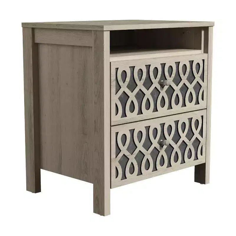 Galano Modern 2-Drawer Nightstands with Open Storage 20.9 W  15.7 D  22.7 H
