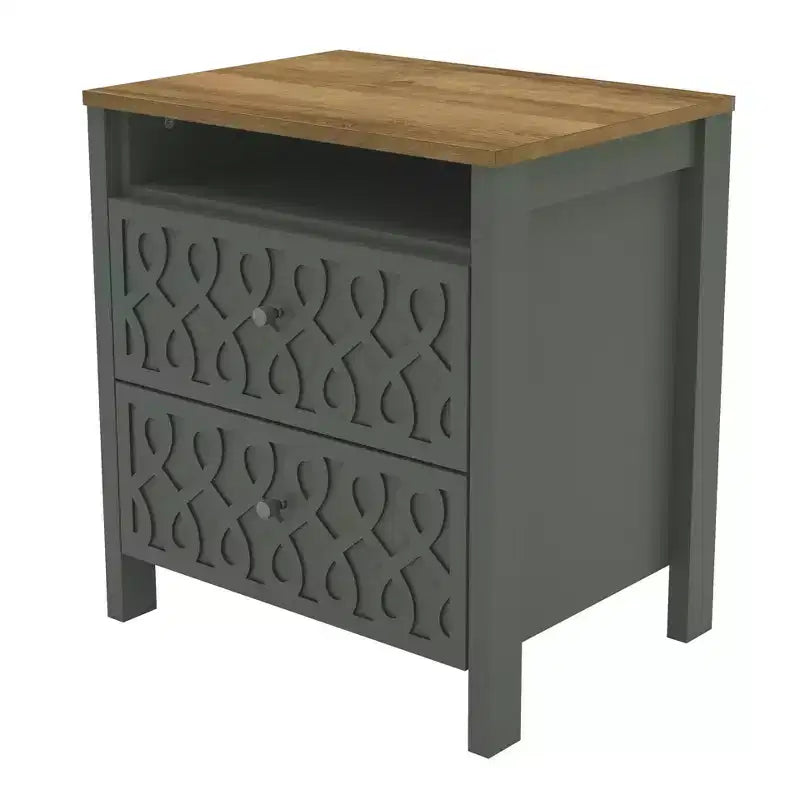 Galano Modern 2-Drawer Nightstands with Open Storage 20.9 W  15.7 D  22.7 H