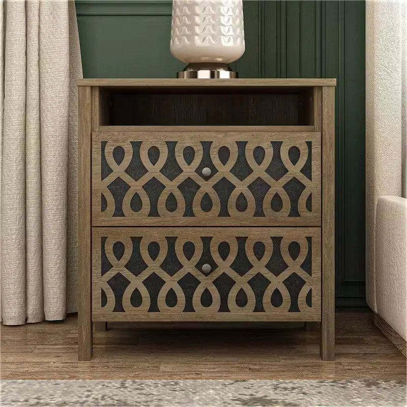 Galano Modern 2-Drawer Nightstands with Open Storage 20.9 W  15.7 D  22.7 H