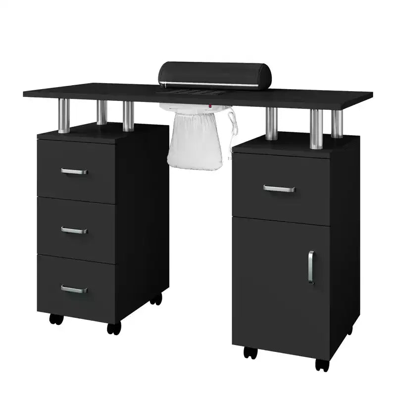 Manicure Table Nail Desk for Nail Tech, Nail Table Station with Electric Dust Collector, Nail Salon Storage Table