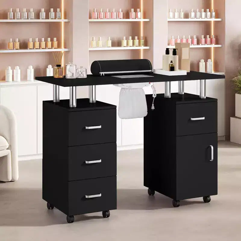 Manicure Table Nail Desk for Nail Tech, Nail Table Station with Electric Dust Collector, Nail Salon Storage Table