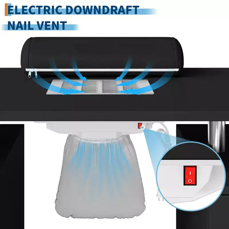 Manicure Table Nail Desk for Nail Tech, Nail Table Station with Electric Dust Collector, Nail Salon Storage Table