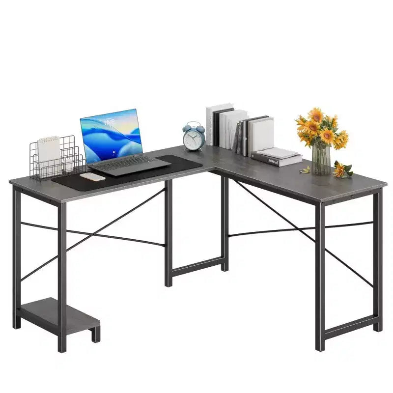 TUYOHW L Shaped Gaming Desk,Metal Frame Corner Desk with CPU Stand & Side Storage,Waterproof Desktop for Home Office