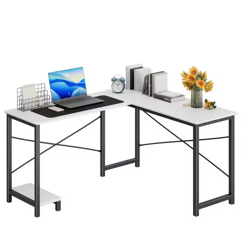 TUYOHW L Shaped Gaming Desk,Metal Frame Corner Desk with CPU Stand & Side Storage,Waterproof Desktop for Home Office