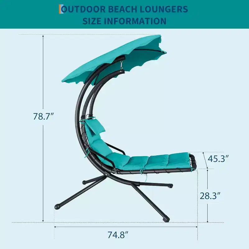 Acekool Hanging Chaise Lounge Swing Chair, Curved Hammock Lounger with Canopy for Outdoor & Indoor, Patio, Garden, Red/Green/Gray