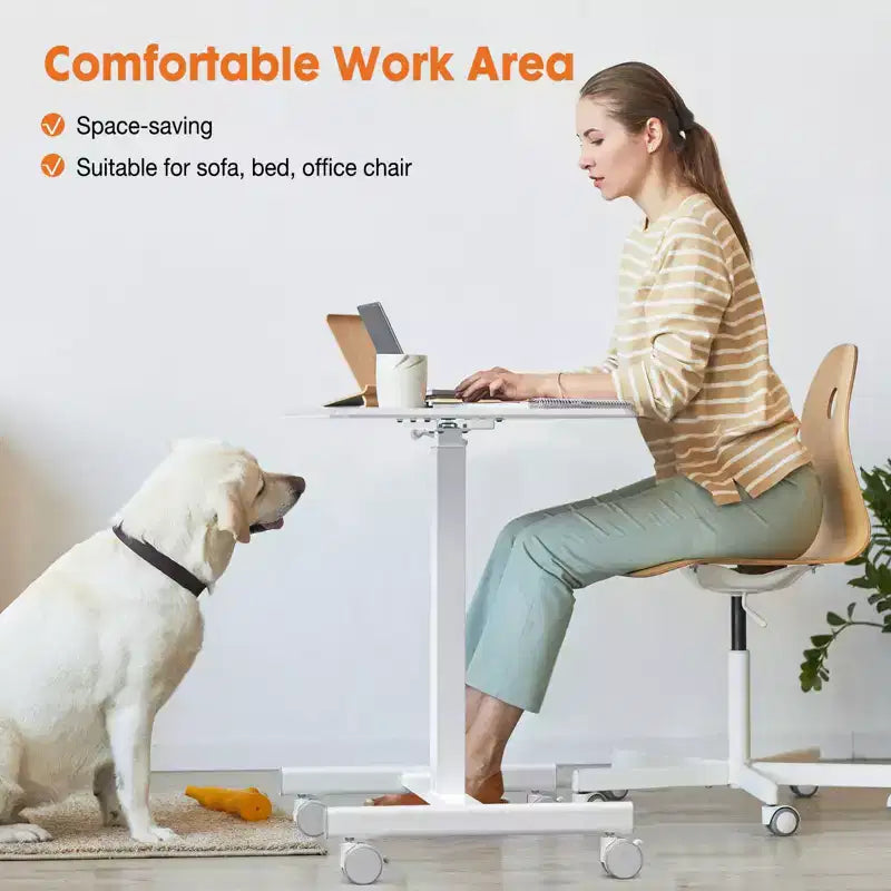 TUYOHW Height Adjustable Mobile Standing Desk with Wheels,Portable Laptop Table for Home,Office,Classroom,Bed,Sofa,Space-Saving,Easy Assembly