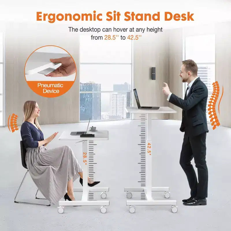 TUYOHW Height Adjustable Mobile Standing Desk with Wheels,Portable Laptop Table for Home,Office,Classroom,Bed,Sofa,Space-Saving,Easy Assembly