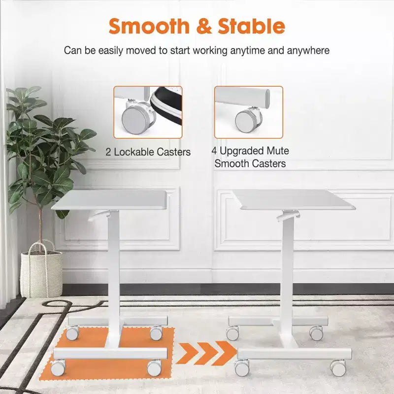 TUYOHW Height Adjustable Mobile Standing Desk with Wheels,Portable Laptop Table for Home,Office,Classroom,Bed,Sofa,Space-Saving,Easy Assembly