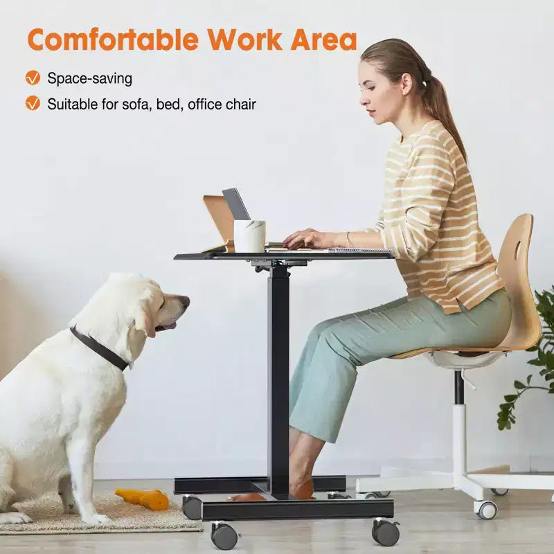 TUYOHW Height Adjustable Mobile Standing Desk with Wheels,Portable Laptop Table for Home,Office,Classroom,Bed,Sofa,Space-Saving,Easy Assembly