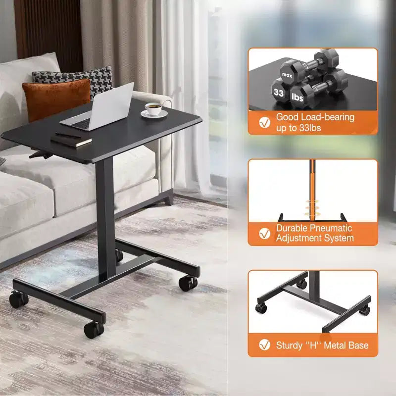 TUYOHW Height Adjustable Mobile Standing Desk with Wheels,Portable Laptop Table for Home,Office,Classroom,Bed,Sofa,Space-Saving,Easy Assembly