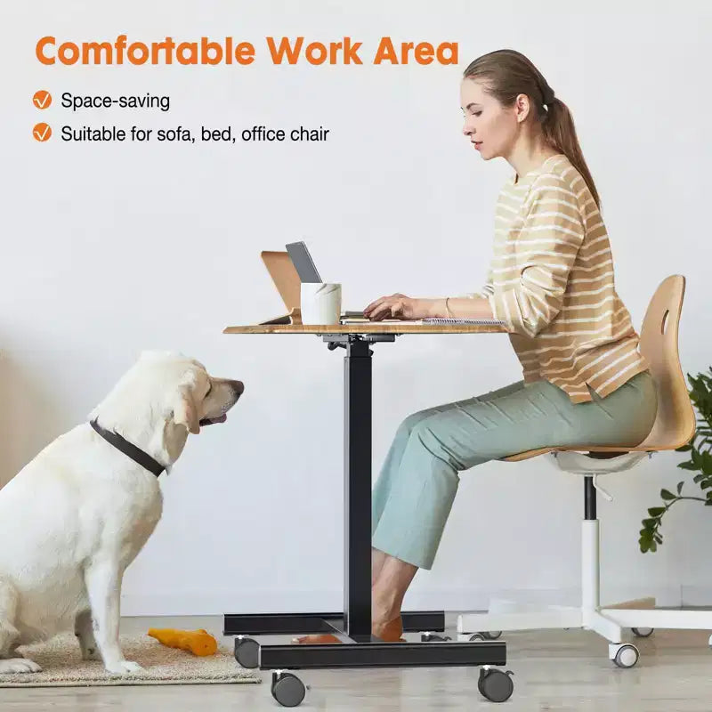 TUYOHW Height Adjustable Mobile Standing Desk with Wheels,Portable Laptop Table for Home,Office,Classroom,Bed,Sofa,Space-Saving,Easy Assembly
