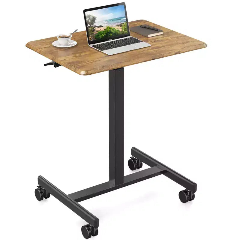 TUYOHW Height Adjustable Mobile Standing Desk with Wheels,Portable Laptop Table for Home,Office,Classroom,Bed,Sofa,Space-Saving,Easy Assembly