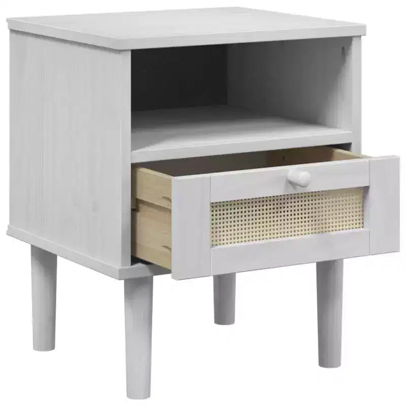 vidaXL Bedside Cabinet Furniture for Bedroom SENJA Rattan Look Solid Wood Pine, Engineered Wood - Nightstand