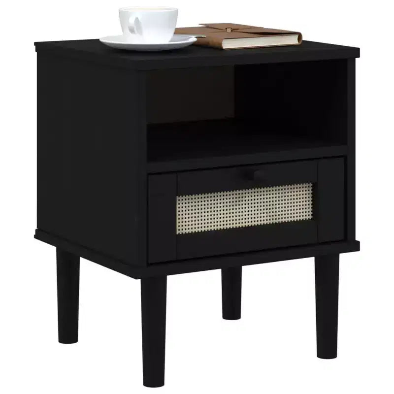 vidaXL Bedside Cabinet Furniture for Bedroom SENJA Rattan Look Solid Wood Pine, Engineered Wood - Nightstand