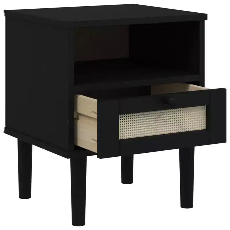 vidaXL Bedside Cabinet Furniture for Bedroom SENJA Rattan Look Solid Wood Pine, Engineered Wood - Nightstand