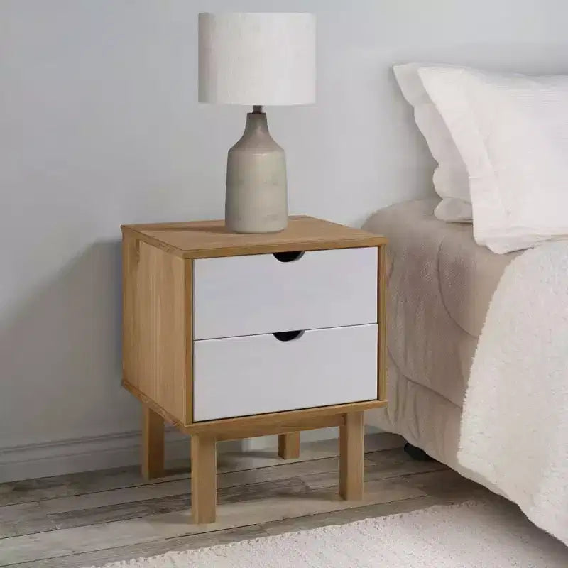 vidaXL Bedside Cabinet Rustic Brown Solid Pinewood 17.7 x 15.4 x 22.4 in