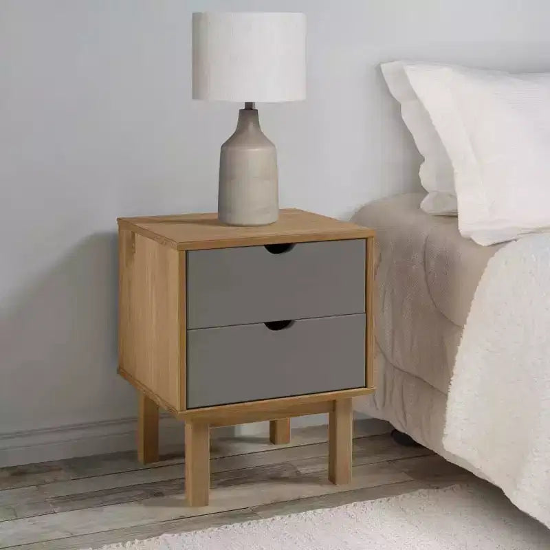 vidaXL Bedside Cabinet Rustic Brown Solid Pinewood 17.7 x 15.4 x 22.4 in