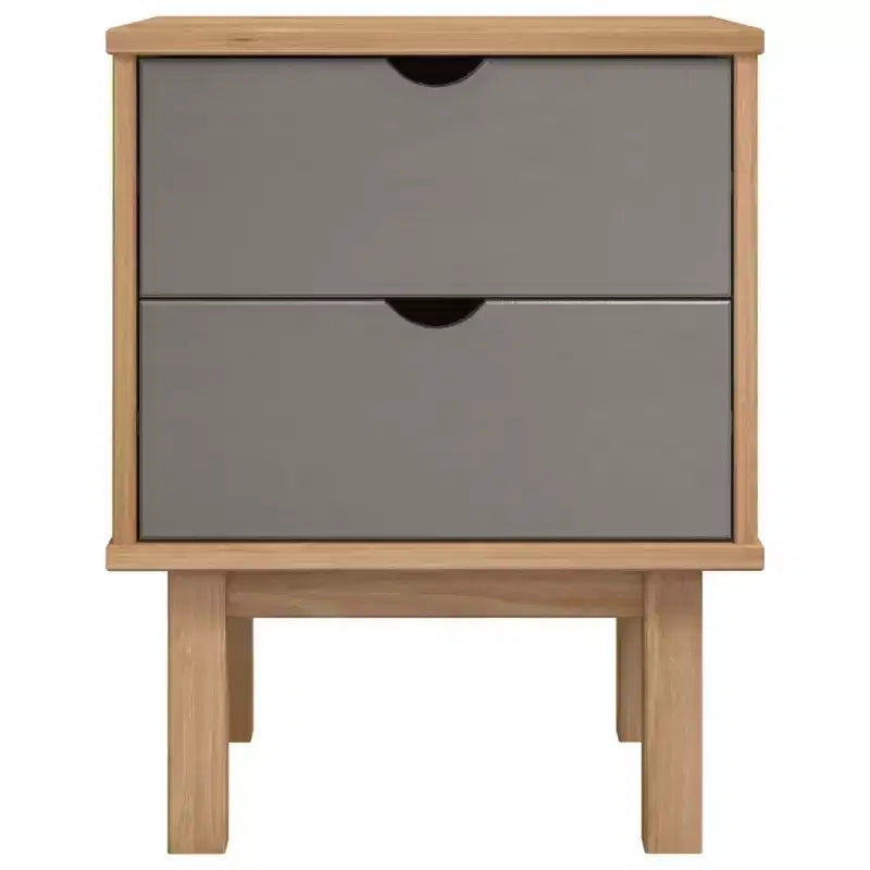 vidaXL Bedside Cabinet Rustic Brown Solid Pinewood 17.7 x 15.4 x 22.4 in